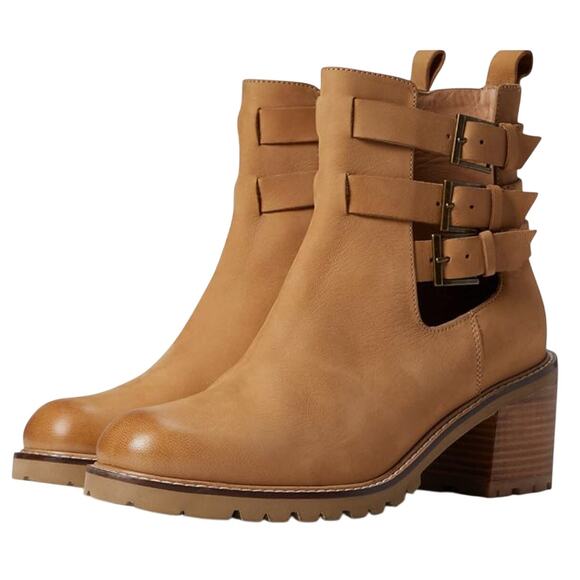 Seychelles Give It a Whirl Ankle Boots 8 Tan NWOT Buckle Ankle Booties Boho - Picture 1 of 7